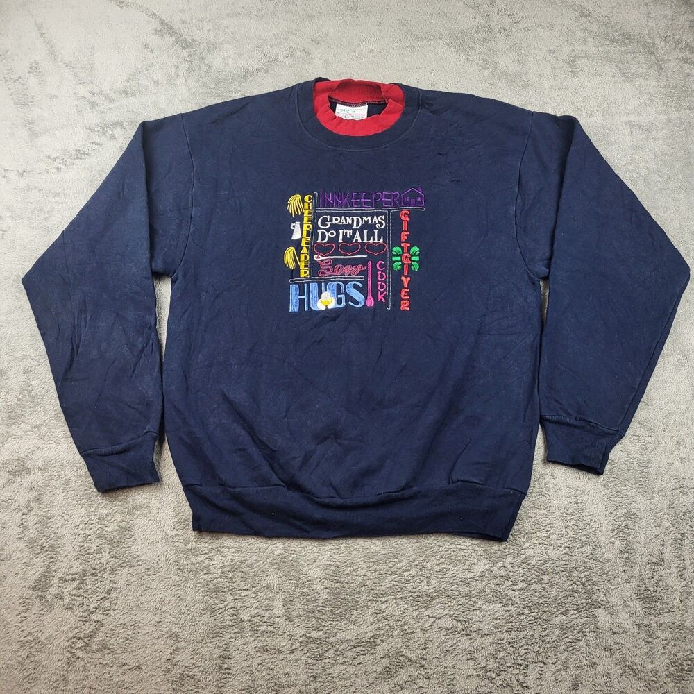 Vtg M&C Sportswear InnKepper Grandmas Do It All Love Hugs Sweatshirt Size M